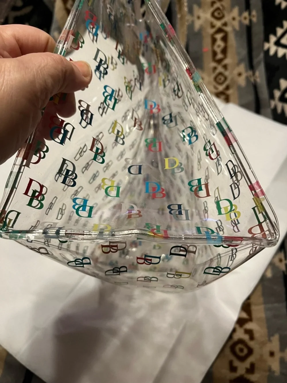 Dooney & Bourke NWT Clear Tote with Multicolor DB Logo and Cream Handles - Picture 7 of 10
